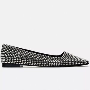 Zara Rhinestone Pointed Toe Flats | Crystal Evening Shoes